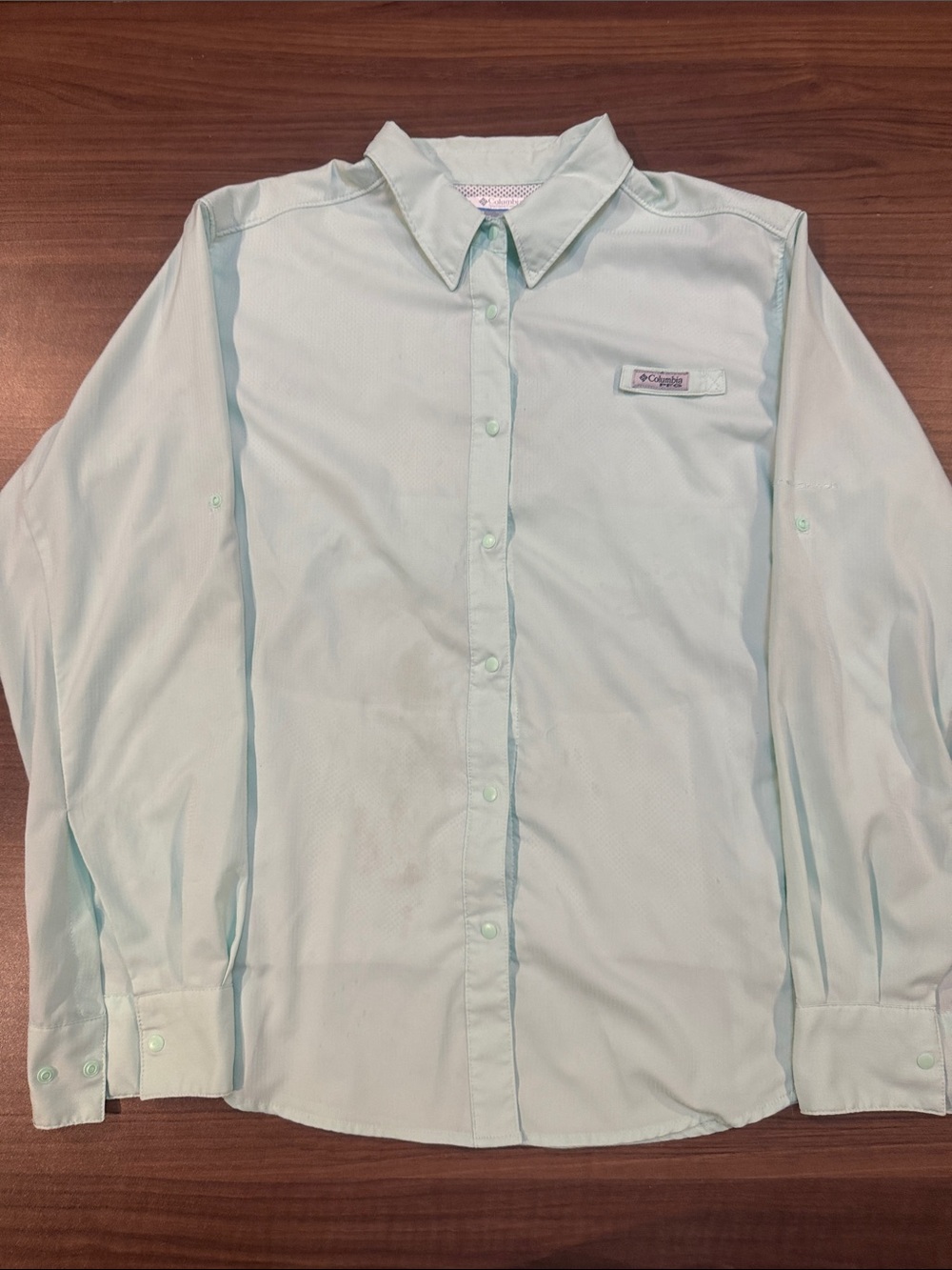 Columbia Men’s Mint Green Long-Sleeve Button-Down Shirt